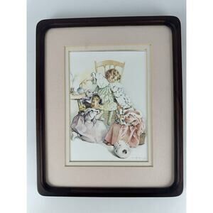 Maud Humphrey Bogart Framed Matted Little Grown Ups Hamilton Gifts Art Print VTG